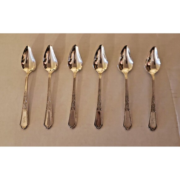 Set 6 Grapefruit/Fruit Spoon  1847 Rogers Ancestral 1924 Vintage Silverplate - Picture 14 of 15